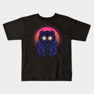 Owl Night Retro Kids T-Shirt